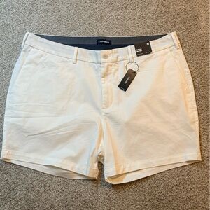 Express Cream Men's Flat Front Shorts
